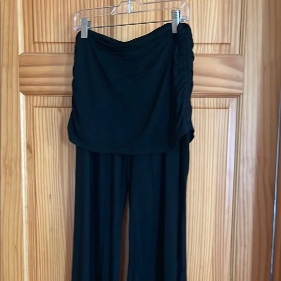 Black wide leg pant with skirt & Side Ties - Picture 4 of 12